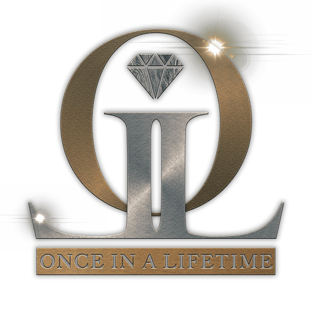 Elegant logo with diamond and metallic design for exclusive events and celebrations.